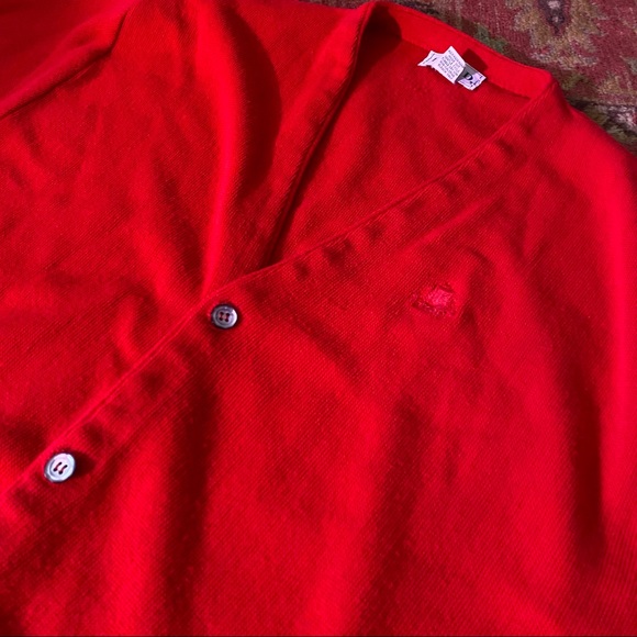 Vintage Red Cozy izod Grandpa Cardigan - Picture 4 of 8